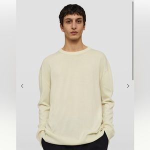 Jil Sander men’s mid weight long sleeve merino wool sweater size 46 cream yellow